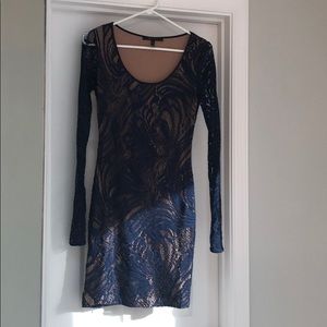 BCBG long sleeved navy blue mini dress.